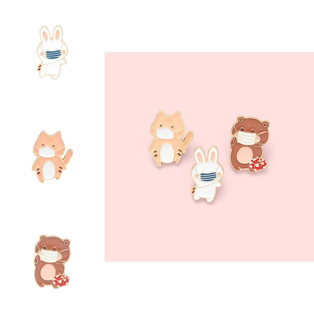 Charming Alloy Animal Pins Featuring Lovely Bear Rabbit And Cat Shapes For Trendy Outfits