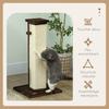 81cm Cat Scratcher, Vertical Full Scratcher w/ Natural Sisal Rope, Hanging Ball, Soft Plush - Brown