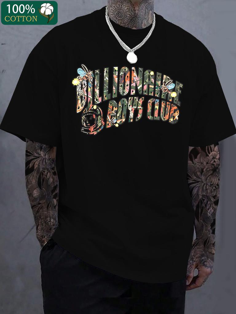 Creative and fashionable letter printing fine cotton Tshirts mens fashionable and casual round neck Tshirts