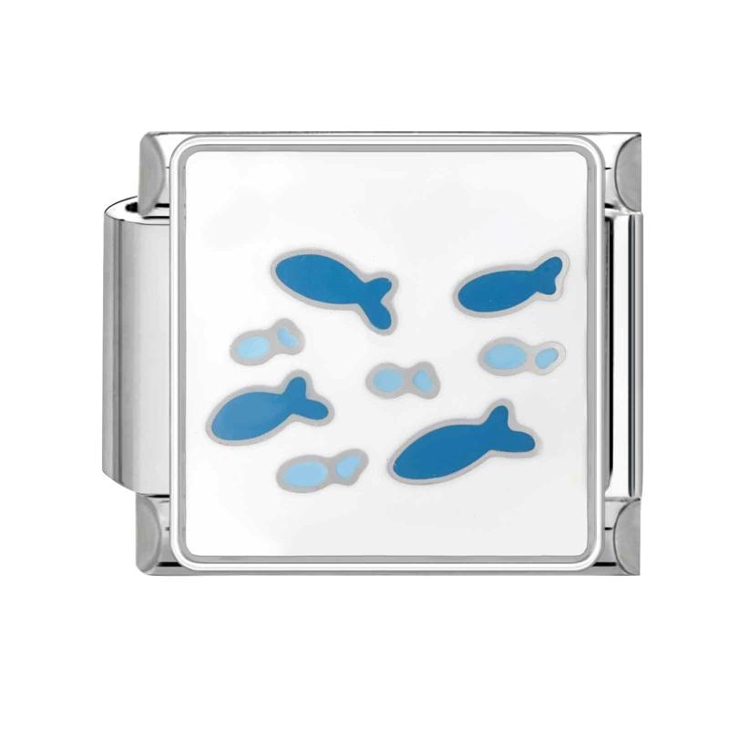 Fashion Starfish Sea Shell Whale Jellyfish Blue Italian Charm Links Fit 9mm Stainless Steel Bracelet Women Jewelry DIY Making