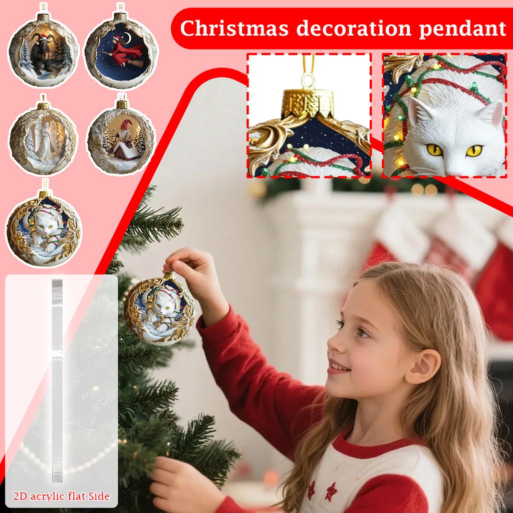 2D Christmas Tree Ornament, Animal Christmas Tree Pendant, Acrylic Christmas Gift, Home Decor Ornament