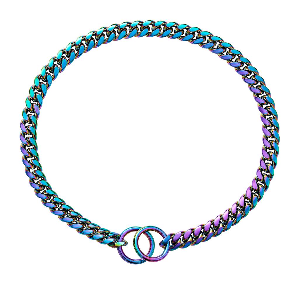10Mm Small and Medium Pet Dog Chain Stainless Steel Titanium Steel Gold Cuban Chain Dog Collar Necklace Cat Chain