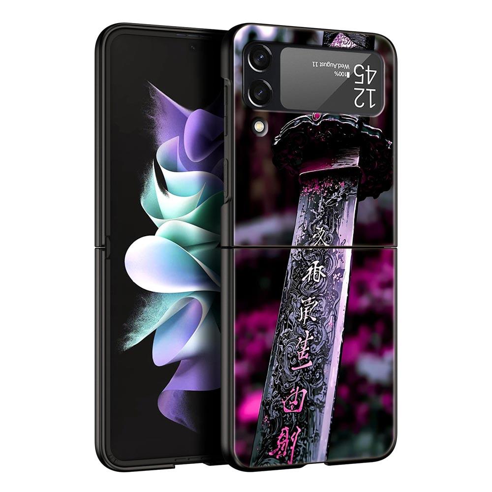 Das Schwert Kreatives Muster Harte PC-Handyhülle Für Samsung Galaxy Z Flip 7 6 5 4 Schwarze Hülle Für Galaxy Z Flip 3 Faltbare Schale