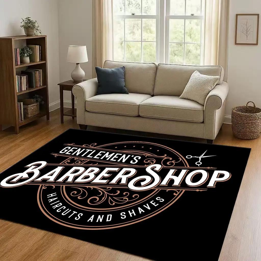 2026 New Retro Barber Shop Symbol Sign Living Room Non Slip Area Rug Carpet for Bedroom Playroom Sofa,Home Decor Doormat Gift