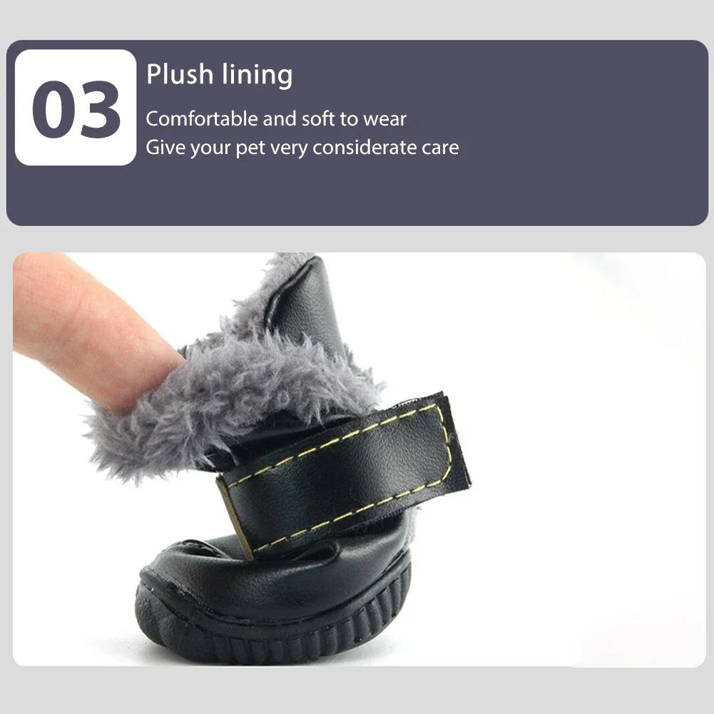 Warme Hunde-Winterstiefel Wasserdicht Rutschfest Leder Welpen Pfotenschutz Stiefelchen für Schnee/Eis Pflaster Outdoor Laufschuhe