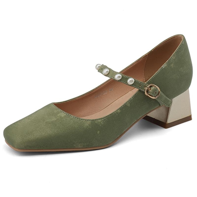 

Элегантные туфли Мэри Джейн на среднем каблуке, женская мода, телесные, зеленые, тренды 2024, туфли для вечеринки, офиса, свадьбы, женские туфли-лодочки, большой размер 39 зелёный