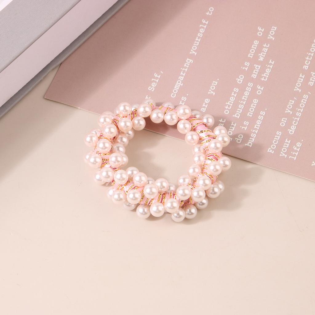 1 PC. Sweet INS Style Rose Pearl Ponytail Hair Band. Female High Elastic Rubber Band Hair Rope. Hair Accessories.