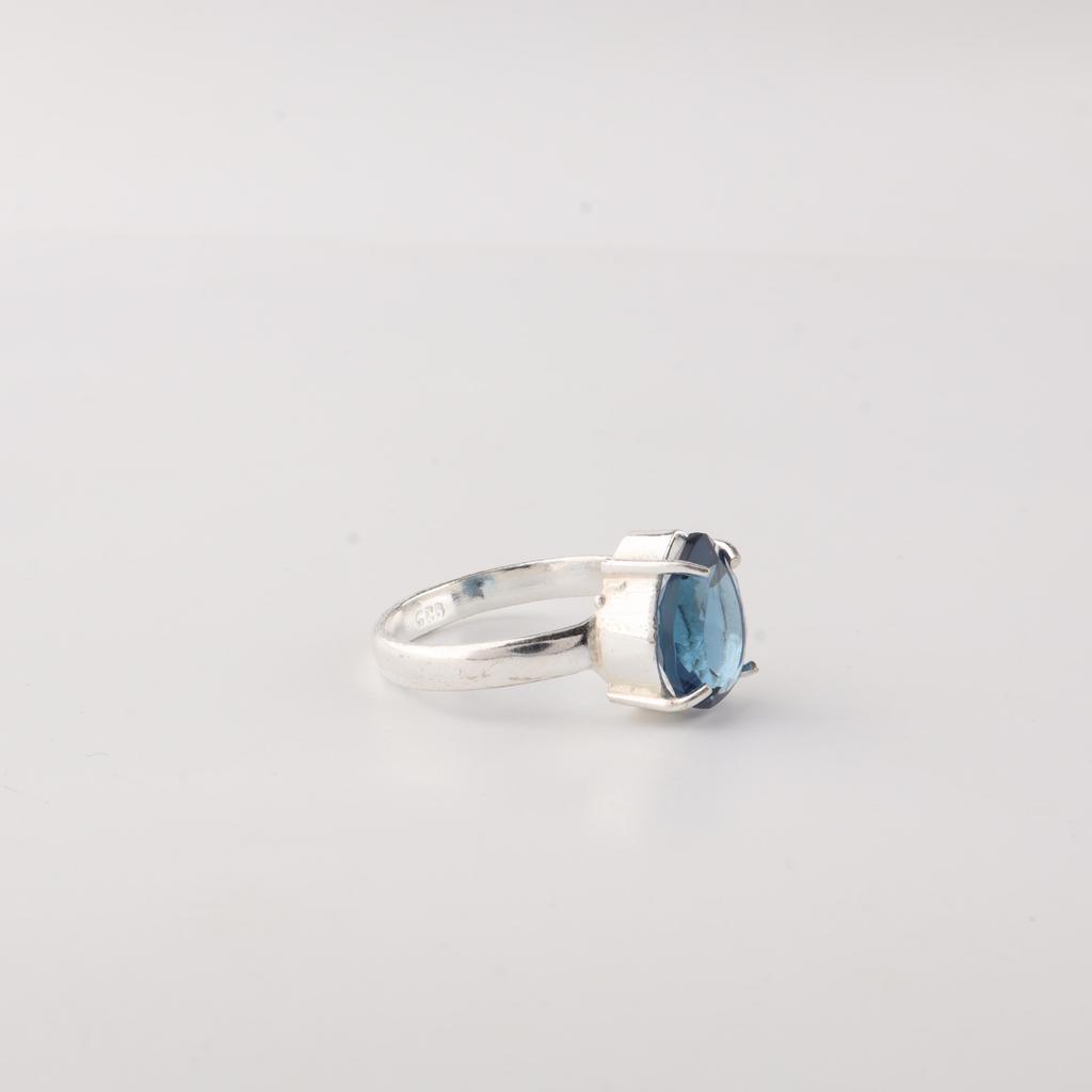 London Blue Topaz Gemstone 925 Sterling Silver Statement Jewelry Pretty Ring Gift For Wife RR-81-12