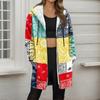 Women's Gradient Print Fashionable Loose Zipper Fleece Hoodie Jacket