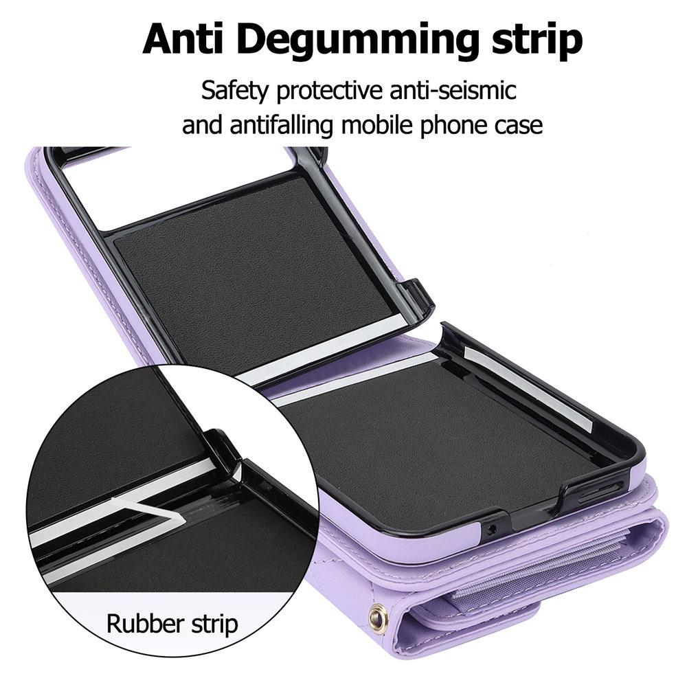 Brieftasche Kreditkartenhalter Leder Umhängetasche für Motorola MOTO Razr 40 Razr 40 Ultra Langes Schlüsselband Rückseite