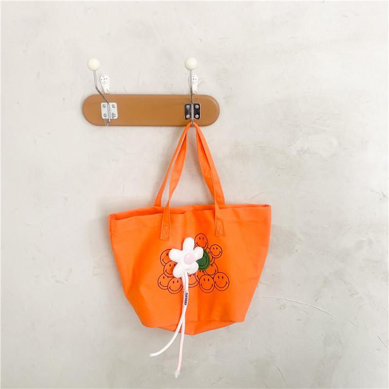 

Stylish Canvas Children s Bag With Large Capacity Adorable Smiley Face Print For Kids помаранчевий
