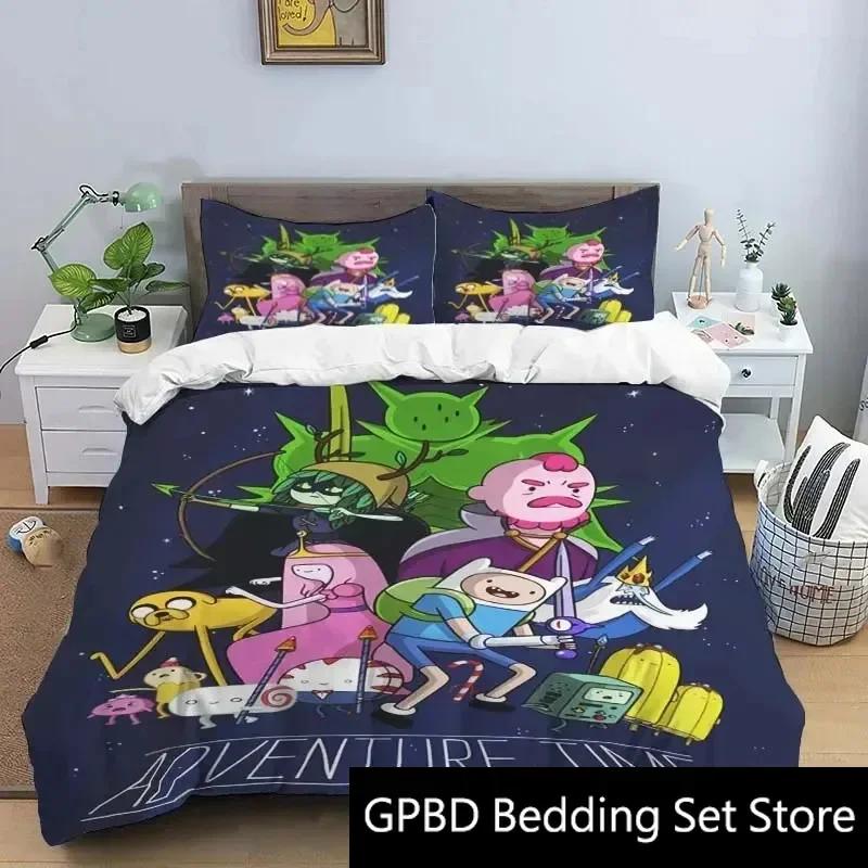 3D Print Cartoon Adventure Time Bedding Set Double Twin King Duvet Cover Comforter Pillowcase Boys Girls Adults Bedroom