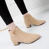 Short boots women's  autumn new matte PU medium heel ankle boots color Martin boots thick heel pointed women's boots