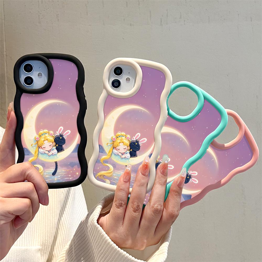 Big Wave Edge Soft Silicone Material Macaron Phone Case Shockproof Protective Rubber Casing for iPhone Samsung Huawei Honor Xiaomi Redmi OnePlus Moto