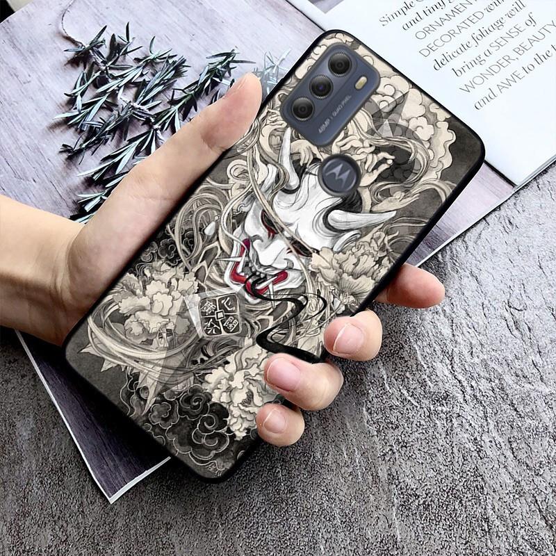 

Чехол для телефона с маской самурая Oni для Motorola Moto E32 E20 E40 G22 G52 G20 G30 G100 G60 G50 G10 GPure GStylus G9 One Action Macro Moto G60