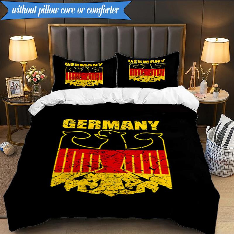 3PCS Germany Coat Of Arms Design Bedding Set 2D Printing (Includes 1 Duvet Cover + 2 Pillowcases Coreless), Bedroom decor,Fan gift