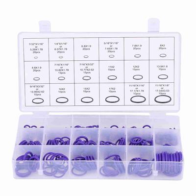 270pcs Assorted Car Air Conditioning Compressor O Ring Seal Gasket Rubber Washer Seals Purple