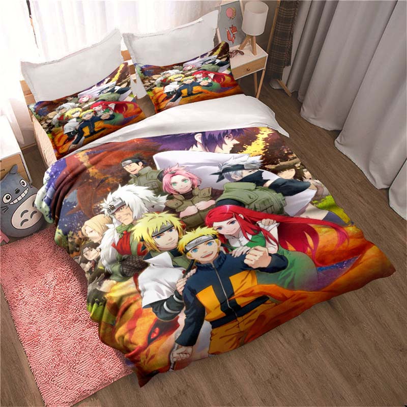 Uzumaki Naruto Japanese Manga Print Bedding Set – Duvet Cover Set – A Luxurious Gift for Teens, Suitable for Double/Single Beds