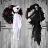 Halloween Party Decor For Home Black White Ghost Wreath Wall Hanging Ornament Halloween Party Home Decoration Props 2023 New