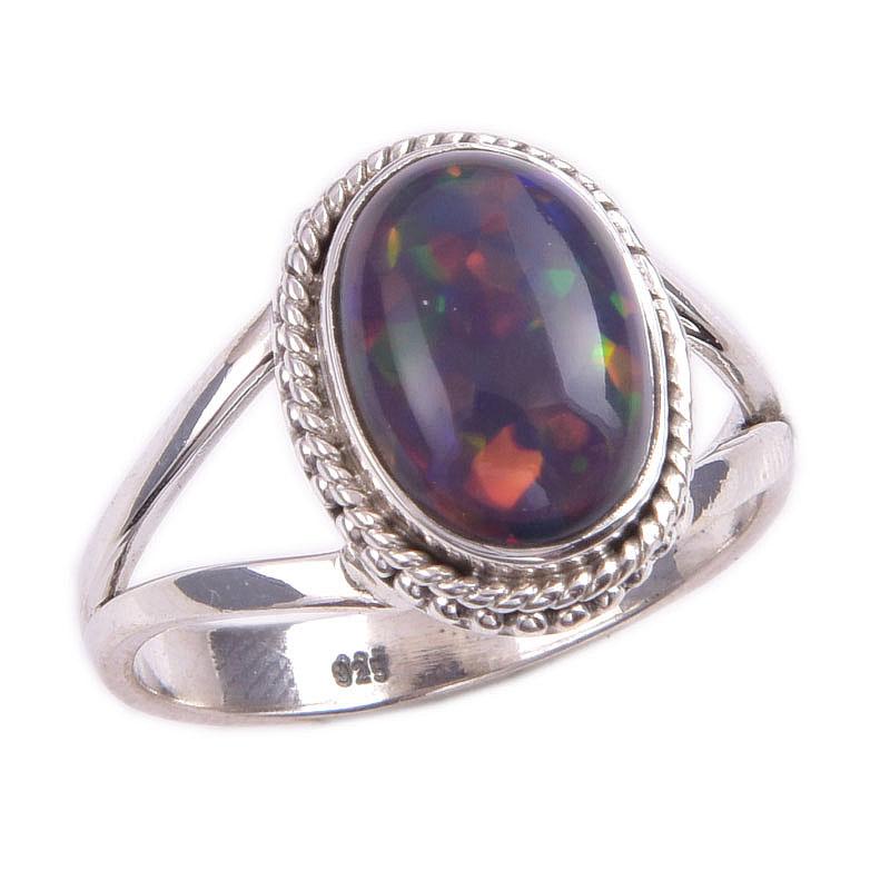 Natural Ethiopian Opal Gemstone Handmade 925 Solid Sterling Silver Ring S.8 z6f44