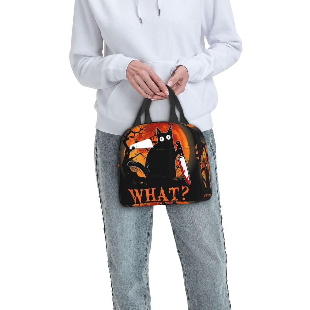 Borsa Pranzo Termica Nera Assassina con Coltello per Halloween per Donne Bambini Scatole per Cibo a Prova di Perdite Borsa Termica per Pranzo