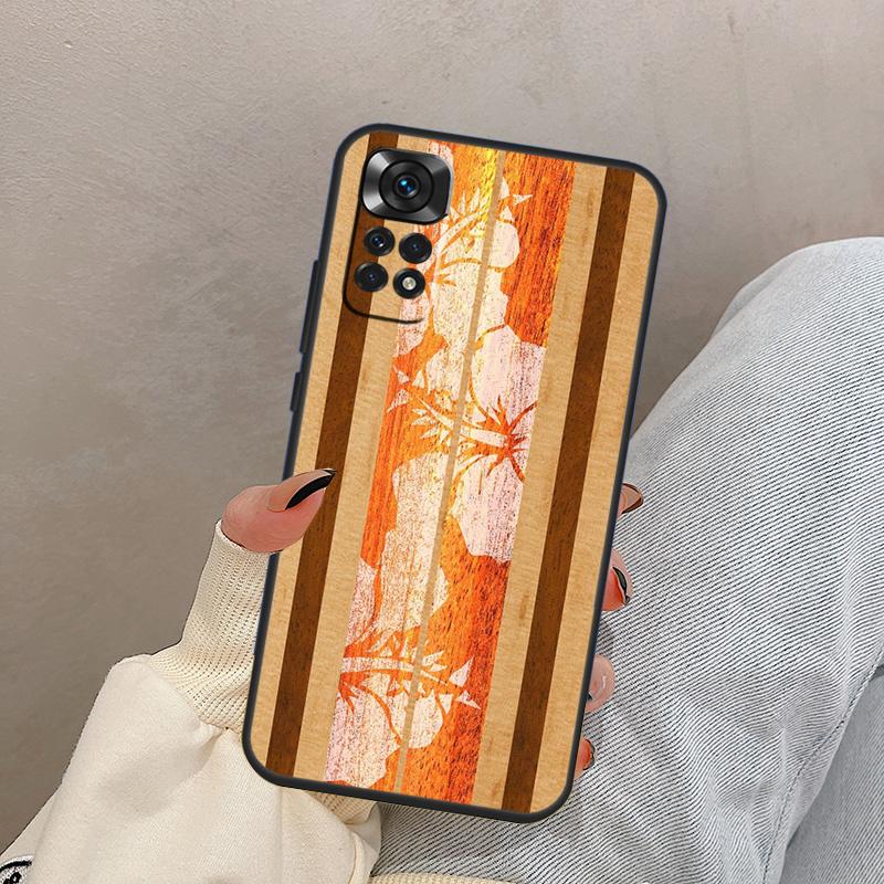 Beach Hawaiian Faux Koa Wood For Xiaomi Redmi Note 14 10 11 12 13 15 Pro Plus Case Cover For Redmi 15 15C 14C 10C 12C 13C