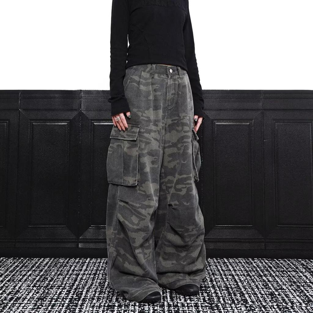 Toamnă și iarnă New American High Street Spălați blugi de culoare deschisă pentru bărbați și femei Pantaloni largi, cu picior drept, ușor evazați