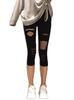 Rubitas Length Distressed Print Skinny Short Spats 3/4 Leggings, Pants, Leggings, Tights, (Knit, Asymmetrical)