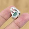 Natural Green Chalcedony Boho Promise Wedding Ring Size 7.75 925 Sterling Silver