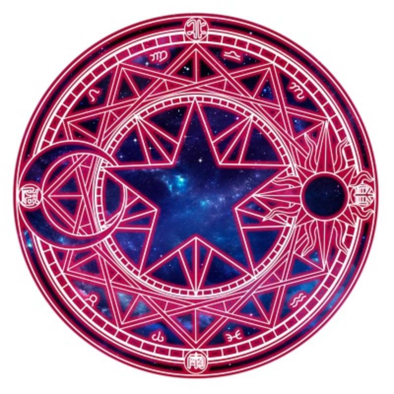 Cute Cartoon Cherry Blossom Magic Tarot Round Carpet Home Living Room Bedroom Floor Decoration Computer Chair Mat Carpet