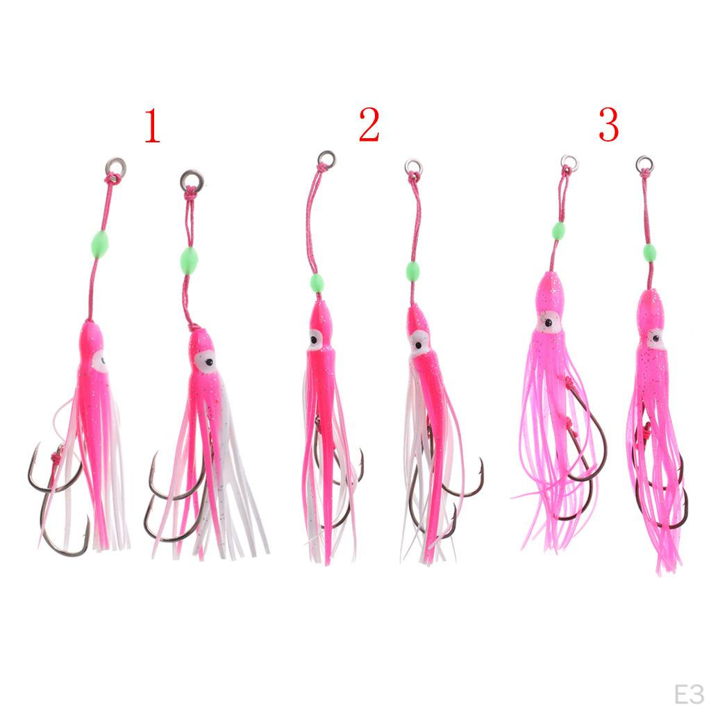 Soft Fishing Lures Squid Skirts Lure Trolling Hoochies With 2 Hook - Pink 6cm