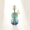 Alloy Violin Brooch With Butterfly Detail Versatile Shiny Zircon Insect Accents Music-Inspired Pin For Daily Wear Gift For Valentine'S Day No Plating