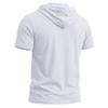 Men’s T-shirts Hooded Short Sleeves Cotton Shirts Fitness Tops Casual Street Punk Hip Hop Style Wear