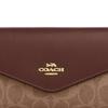 COACH 19 Classic Brand Logo Leather Envelope Wallet Regular Women's Tan with Brown Tan and brown