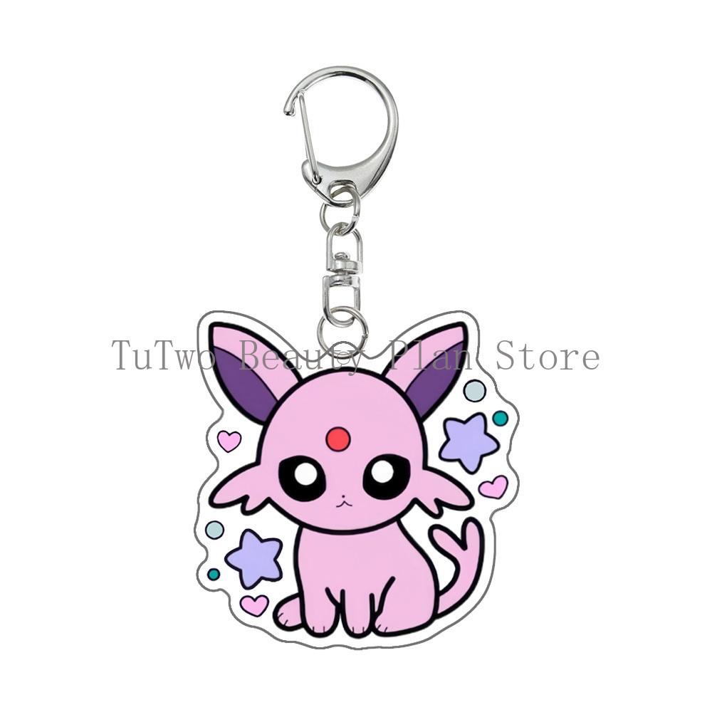 Kawaii Cute Figure Anime Acrylic Keychain Flareon Glaceon Umbreon Eevee Espeon Glaceon Cartoon Pendant Keyring Jewelry Gift Toys about 5cm