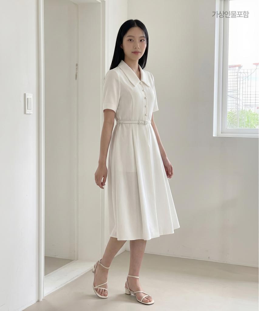ROEM Short Sleeve Flare Long Dress Rmowg24S12
