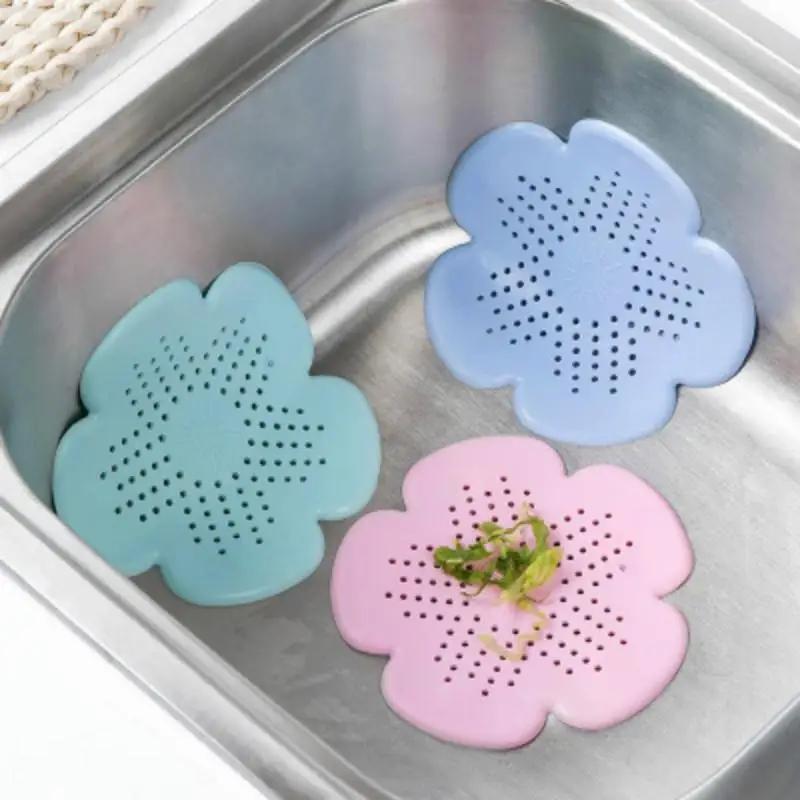 TPR Silicone Flower Shape Sink Plug Sewer Drainage Hair Clogging Bathroom Kitchen Sink Filter Floor