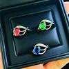 Jewelry Cultivation Ruby Emerald Leaf Ring Niche Design Red Corundum Treasure Ring Women