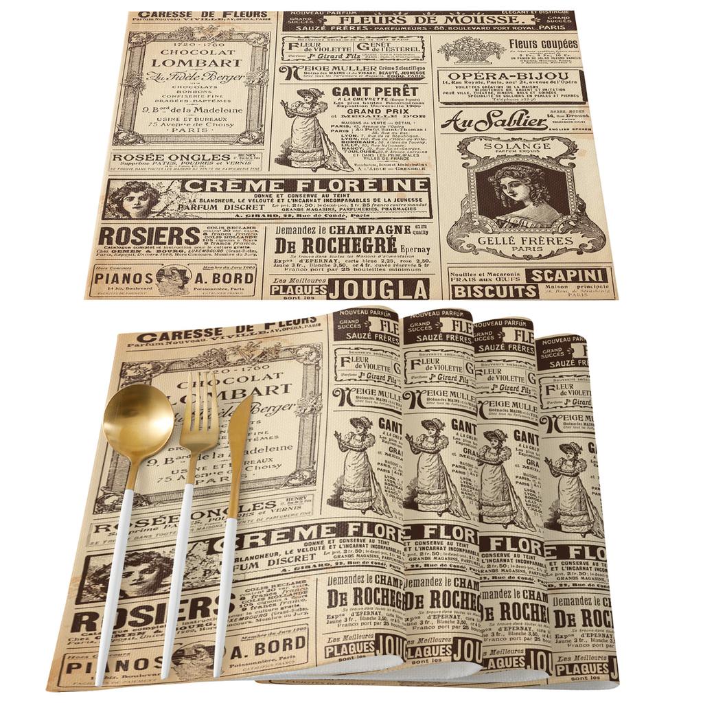 Newspaper English Letters Retro Waterproof Tablecloth Wedding Decor Table Runner Coffee Dinning Decor Table Cover