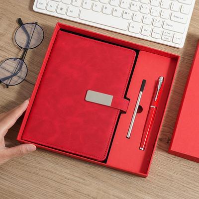 Custom Logo A5 Notebook: Elegant Soft Leather with Buckle, Business Diary Gift Set