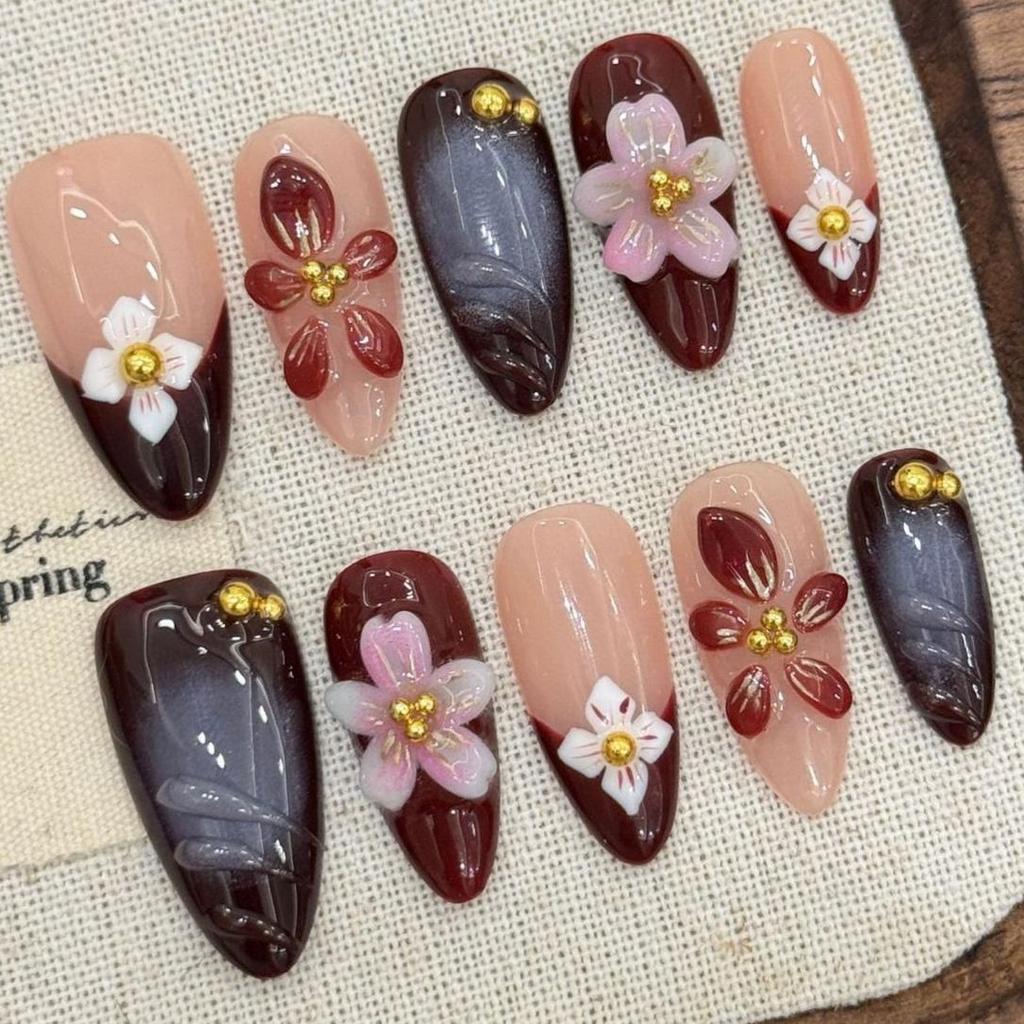 10pcs Hand Painted Gel Press Nails Beautiful Luxury Customized Design Handmade Press On Nails
