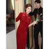 Red cheongsam toasts bride 1011 new high-end new Chinese engagement dress morning robe women's casual wear of the day