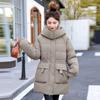 Mid-length Cotton Coat for Women, Waist Slimming Cotton Coat, Winter Thickened Cotton Coat