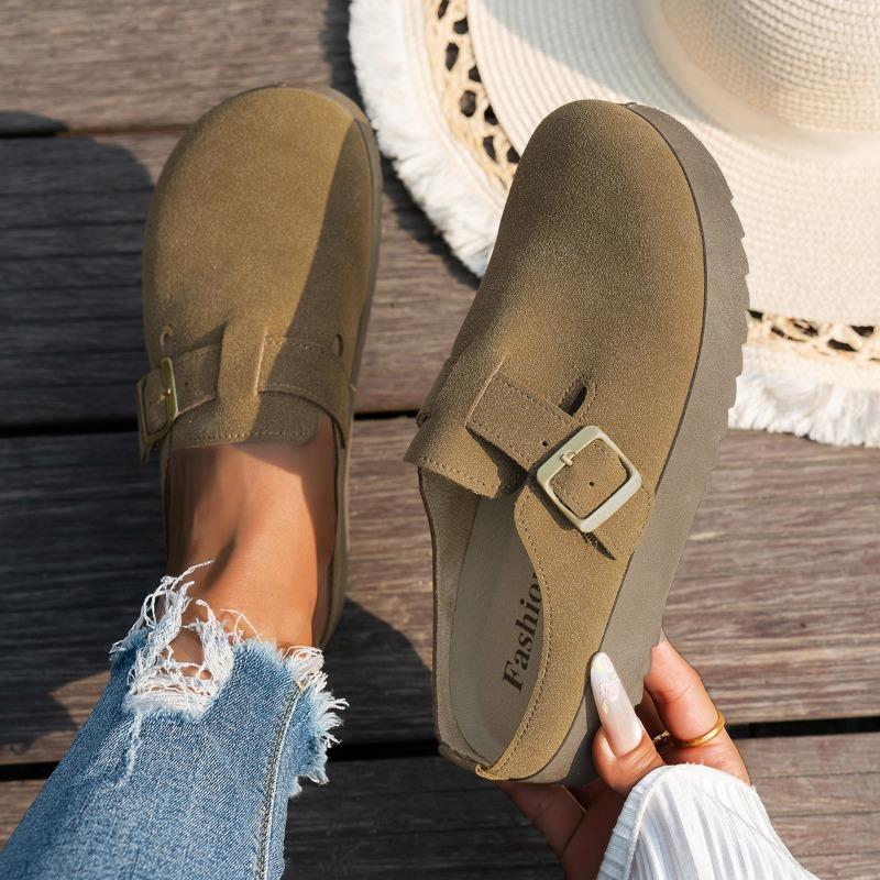 Women's New Four-season Casual Soft Bottom Without Heel Baotou Retro Cork Half Slippers