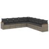 Vidaxl 9-Cz. Garden Furniture Set With Cushions, Grey, Poly Rattan