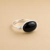 Black Onyx 925 Sterling Silver Ring, Handmade Oval Gemstone Ring, Minimalist Vintage Style Statement Jewelry