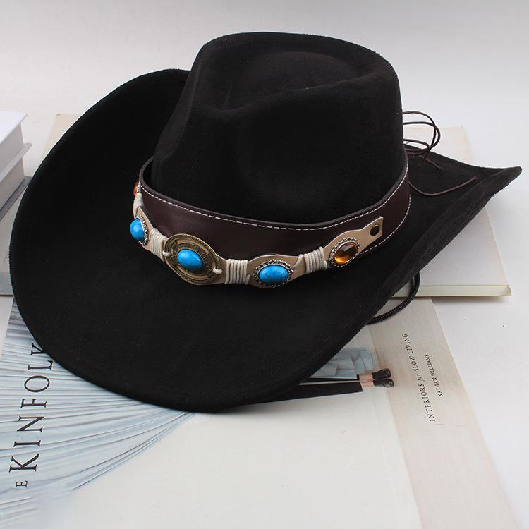 Western Cowboy Style Tibetan Fashion Top Hat Autumn/Winter New Collection Deer Skin Velvet Large Edge Riding Hat