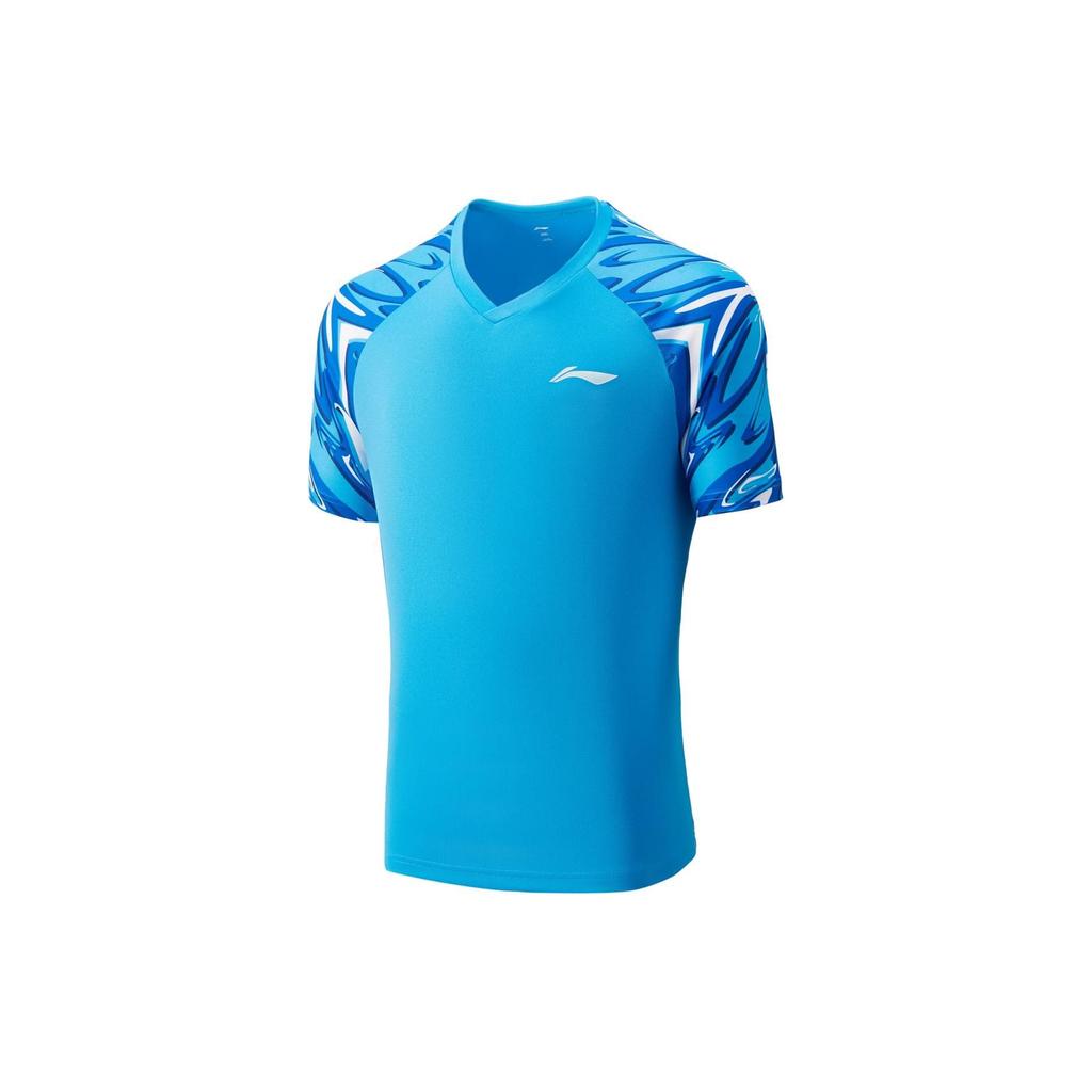 Li-Ning Color Block Short Sleeve T-Shirt And Solid Straight Leg Shorts Casual Sports Set Unisex sets AATU027-4