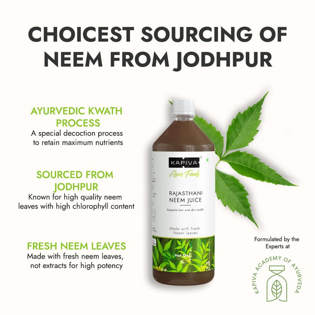 Kapiva Neem Juice 1L | Organic Rajasthani Neem Drink | Natural Immunity Booster and Digestive Health Aid