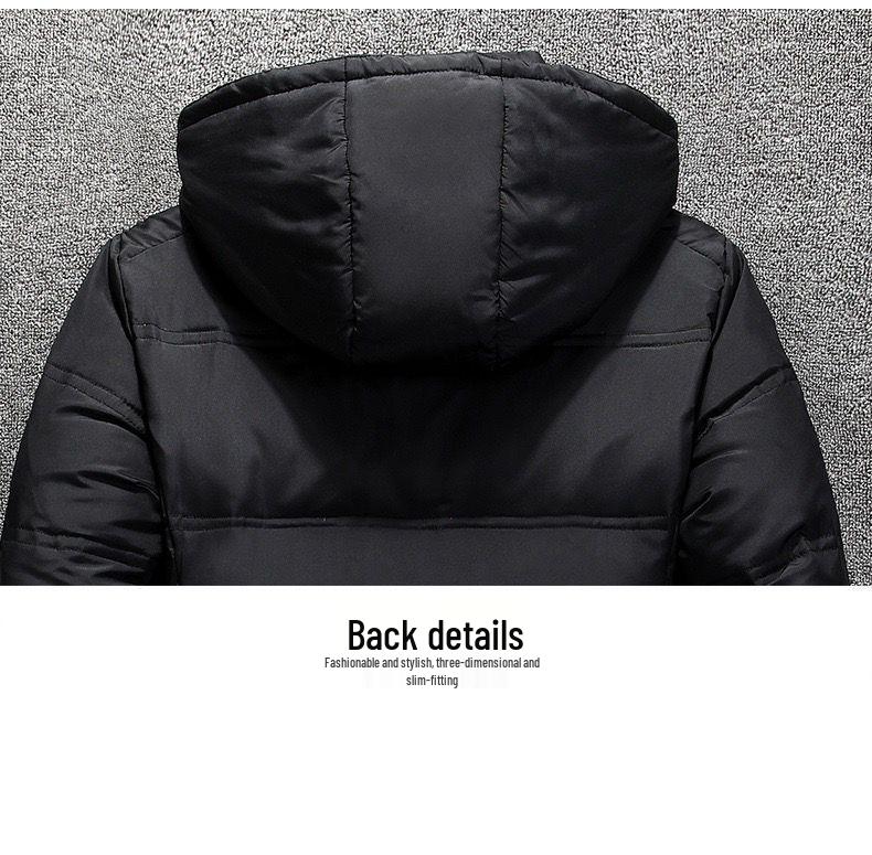 Men's European and American Winter Hooded Business Casual Warm Coat